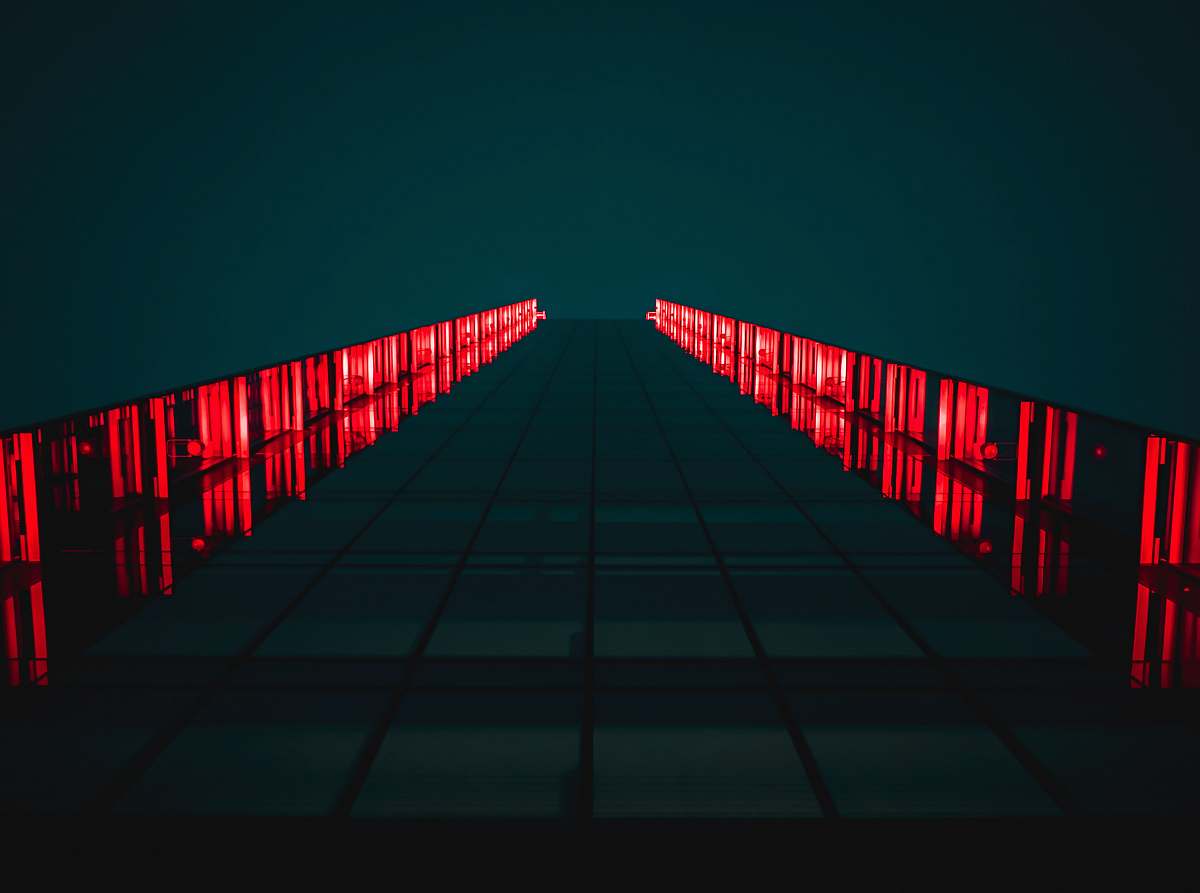 nashville black pathway between red LED light rails machine learning
